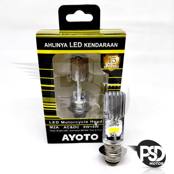 Lampu Depan Led Motor Super Terang H6 Ayoto M2A 8W 8W 2 Sisi AC Dan