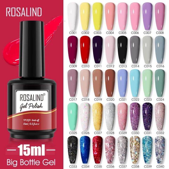 ROSALIND Black Nail Polish 15ML Gel Nail Polish 40 Colors Nail Gel