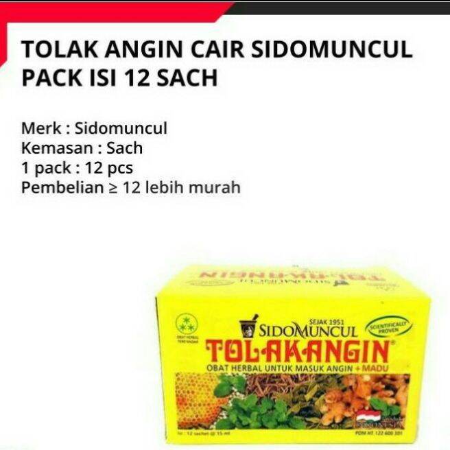 Tolak Angin Cair Sidomuncul Isi 12 Sachet Lazada Indonesia