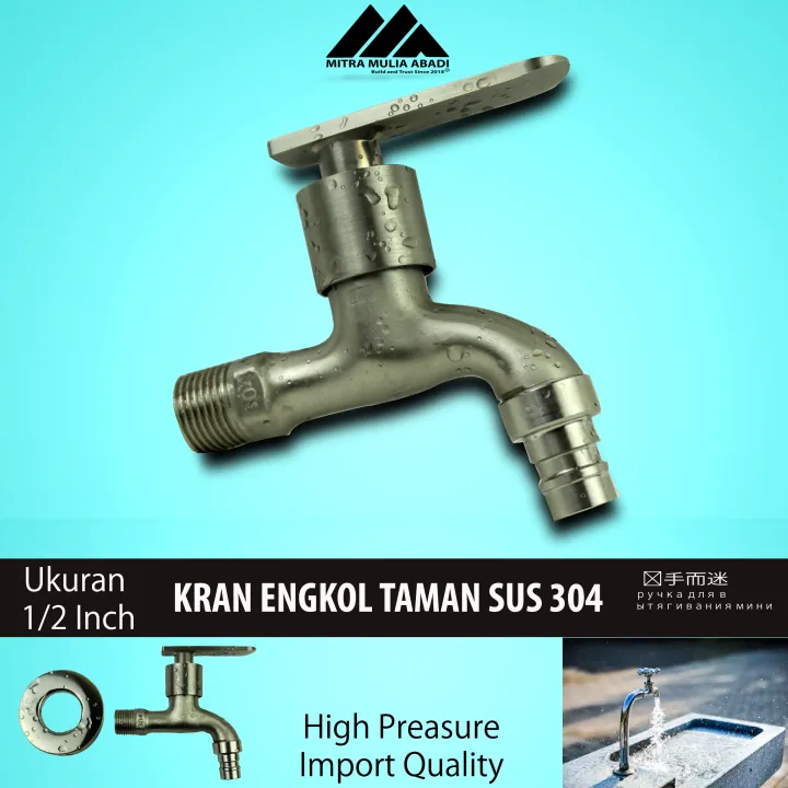 Kran Engkol Stainless Sus Inch I Keran Air Taman I Kran Cuci