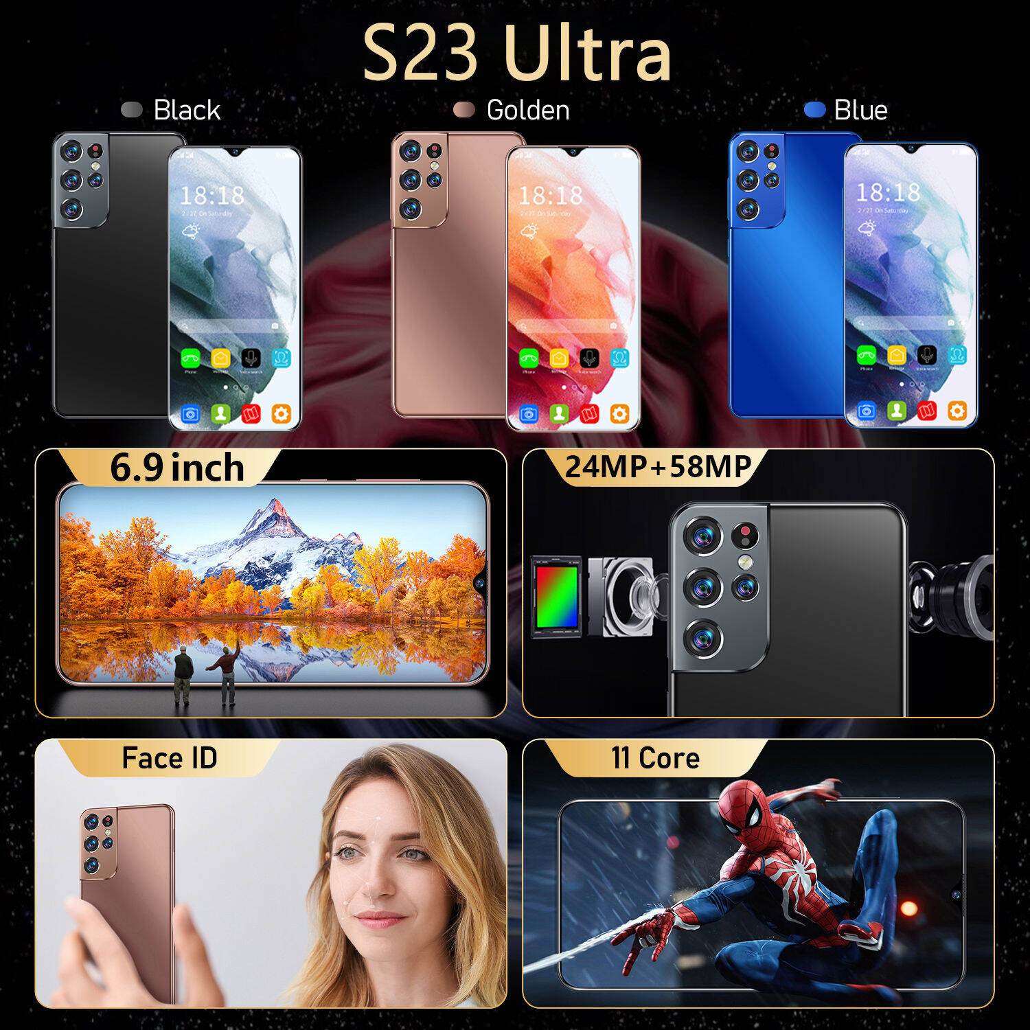 ซอ 1 แถม 1 100 ของแท Sansumg S23 Ultra 5G 7 5นว โทรศพทมอถอ