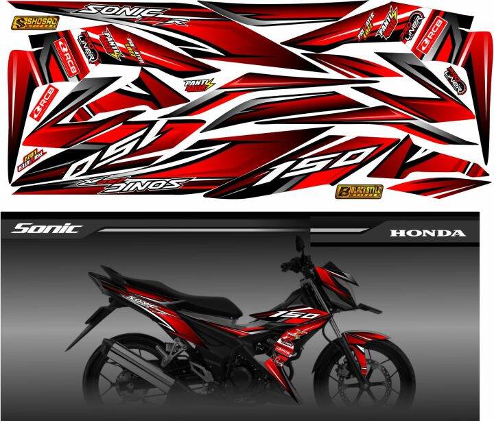 STICKER BUAT MOTOR HONDA SONIC 150 OLD VARIASI MOTIF POLET BODY MOTOR