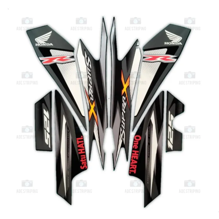 Stiker Striping Lis Body Motor Honda Supra X R Full Hitam