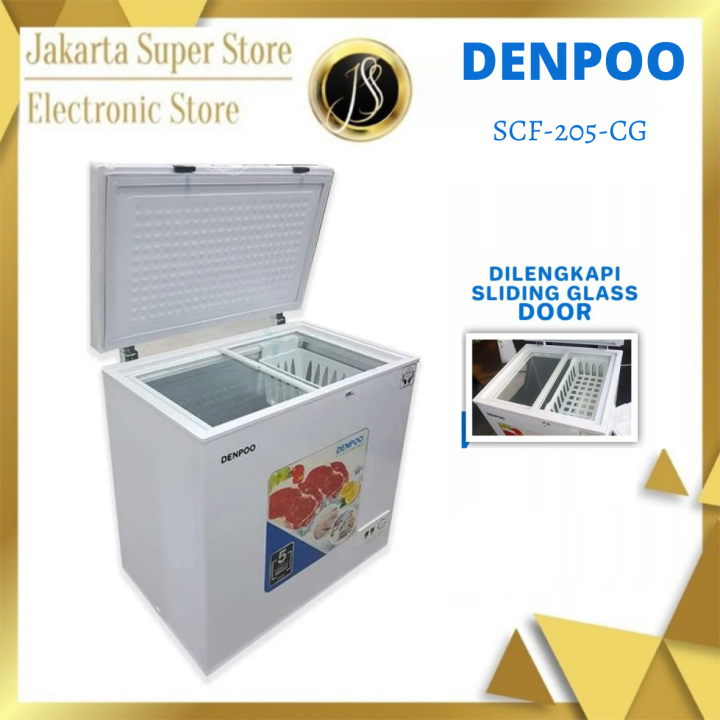 Chest Freezer Denpoo Scf Cg Pintu Sliding Kaca L Lazada