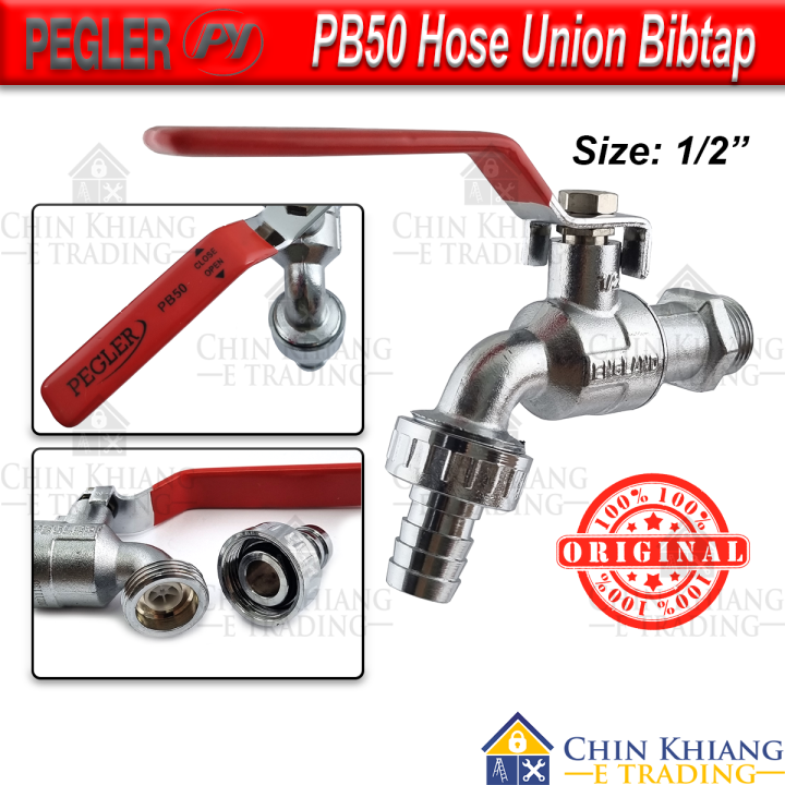 Pegler PB50 Hose Union Bibtap Chrome Plated Garden Washing Machine Tap