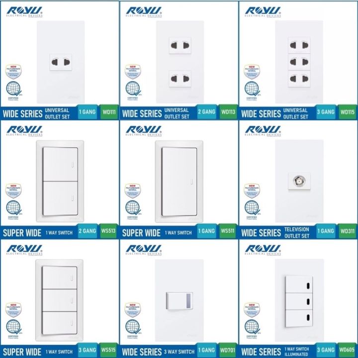 ROYU SUPER Wide Series 1 2 3 Gang Switch Outlet Lazada PH