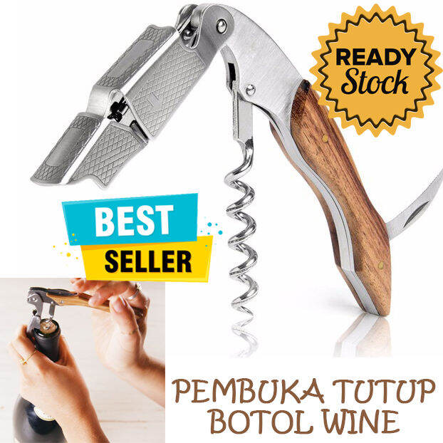 Pembuka Tutup Botol Wine Bottle Opener Lipat Stainless Steel Anti Karat