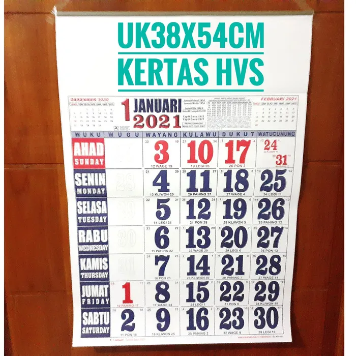 TERMURAH KALENDER DINDING 2023 PUTIH POLOS HIJRIAH MASEHI DAN