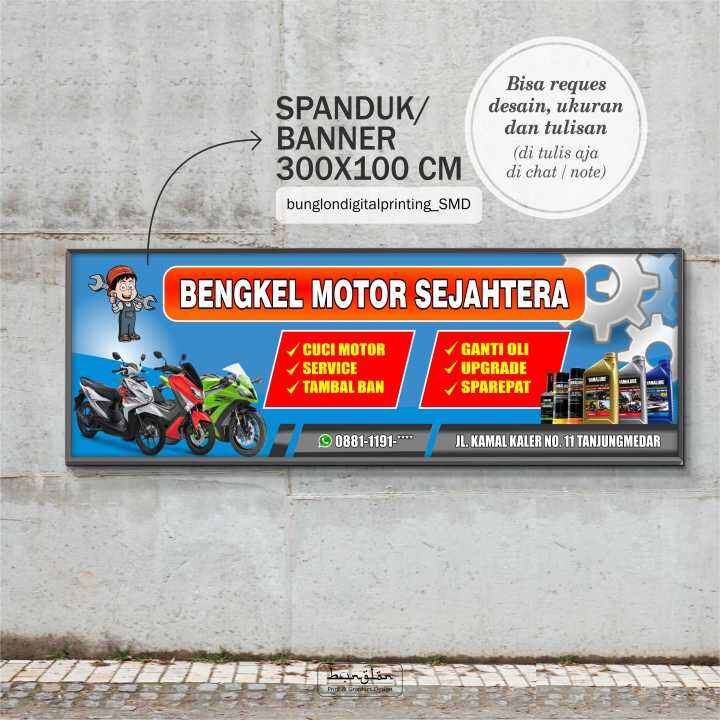 Spanduk Banner Bengkel Motor Murah Custom Desain Lazada Indonesia