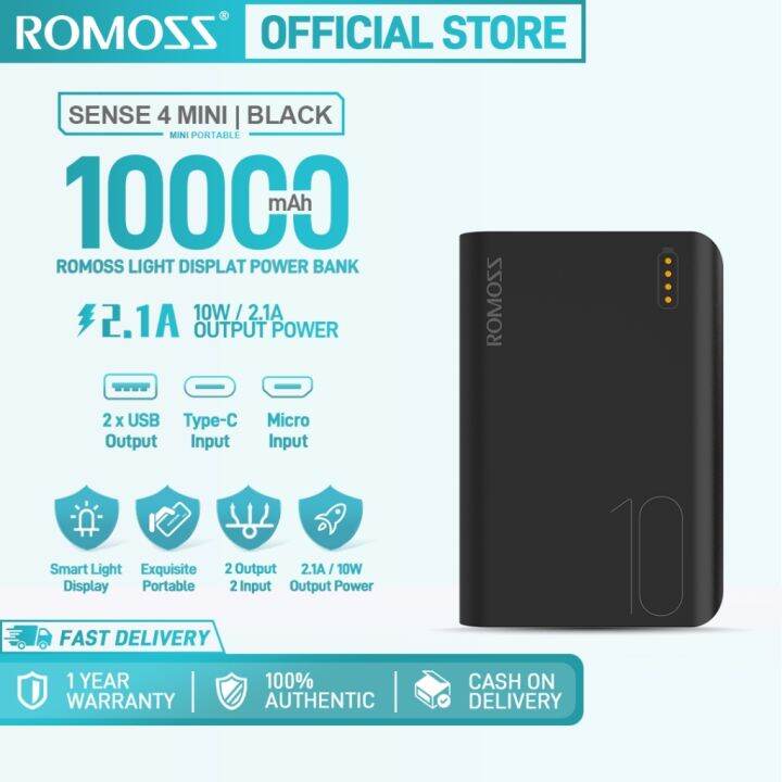 Romoss Sense 4 Mini 10000mah 10 5w Dual USB Output Fast Charging Type C