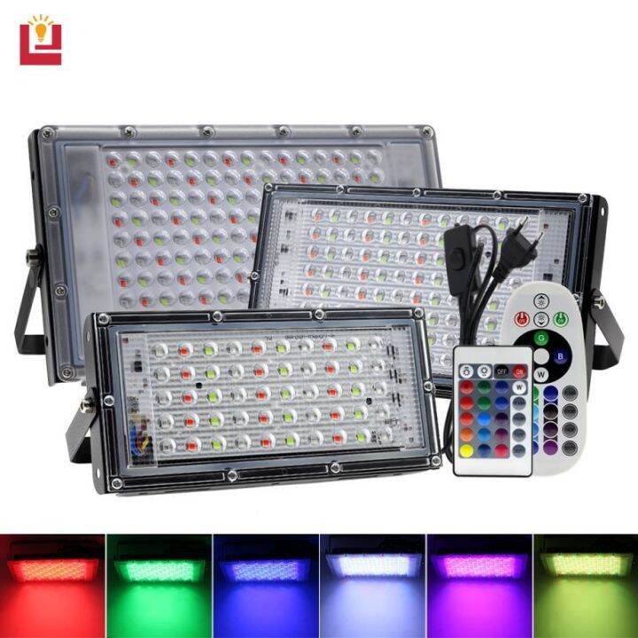 YONUO Lampu Sorot Luar Ruangan 100W Lampu Sorot RGB Warna Warni Dengan