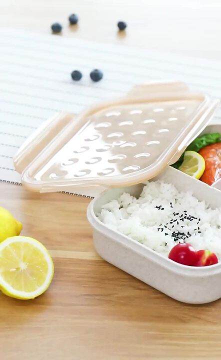 SXH Wheat Straw Bento Compartment Lunch Es Microwave Oven Heating