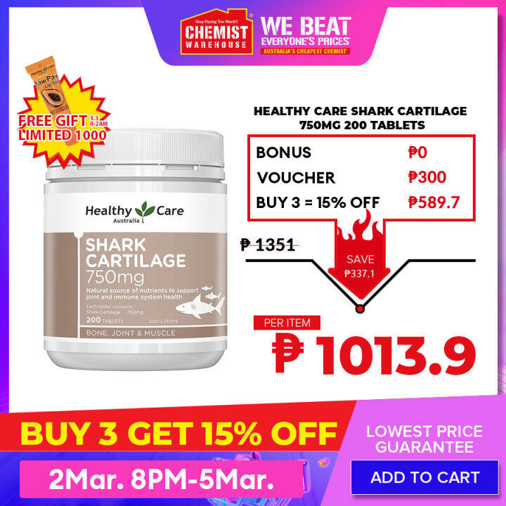 Healthy Care Shark Cartilage Mg Tablets Support Joint And Immune