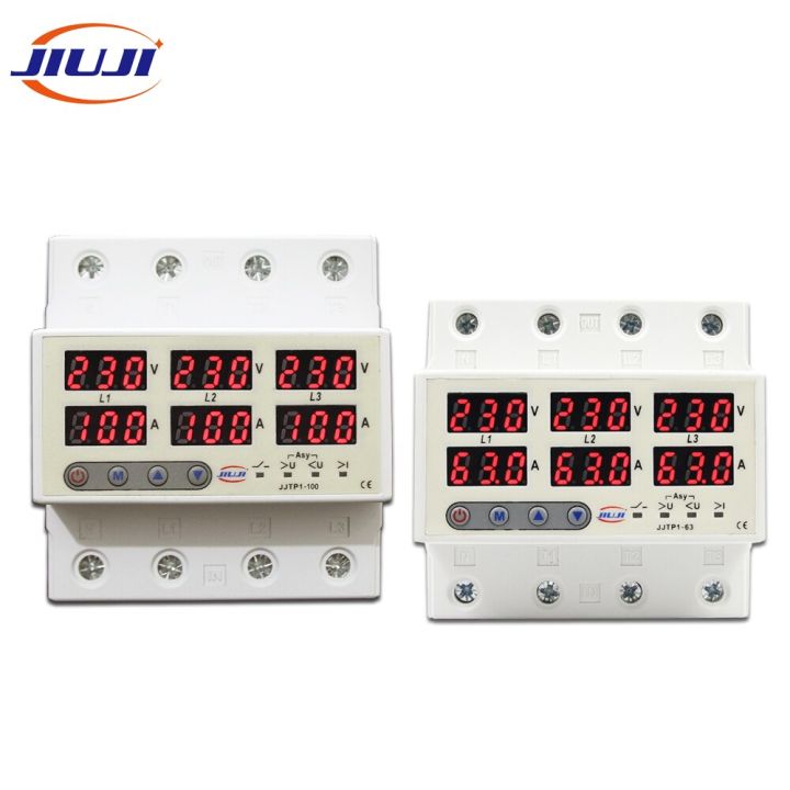 Din Rail 3 Phase Voltage Relay 380v Voltmeter Ammeter Over And Under