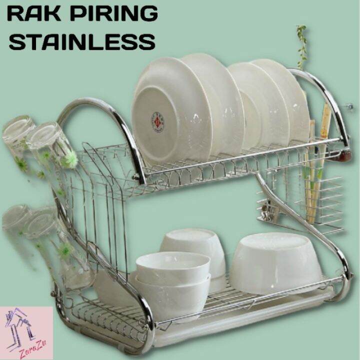 Rak Piring Stainless 2 Susun Minimalis Baja Kuat Lazada Indonesia