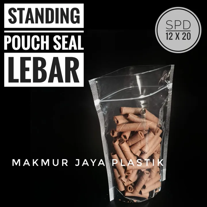 PLASTIK STANDING POUCH BENING POLOS SEAL LEBAR UKURAN 12 X 20 ISI 50