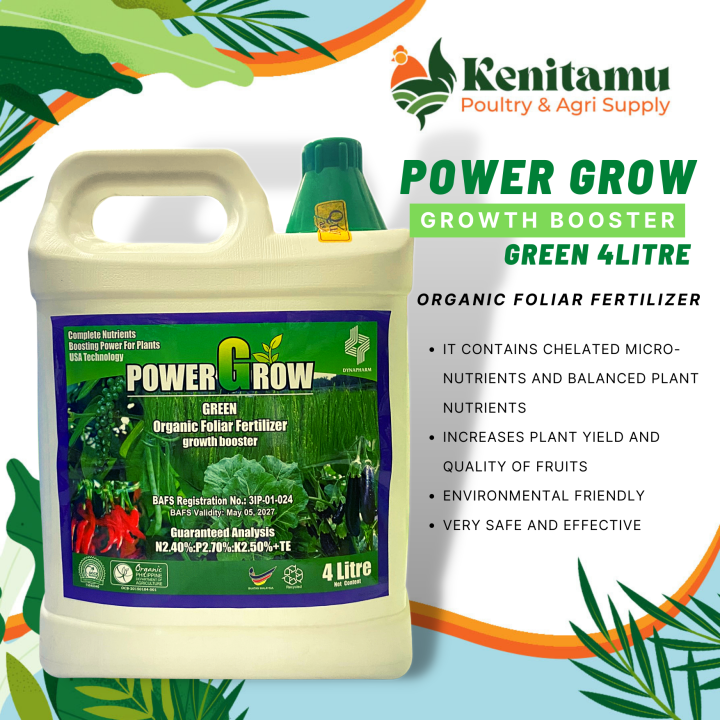 Power Grow Green Organic Foliar Fertilizer Groth Booster Litre For