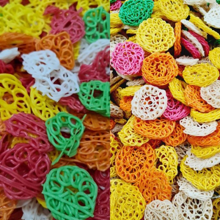 Kerupuk Mawar Sais Besar Warna Warni Mentah Gr Lazada