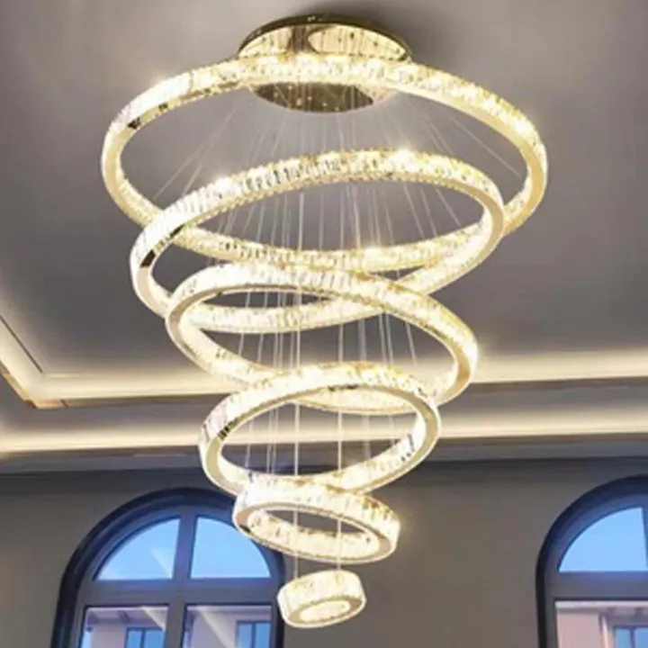 Tornado Crystal Double Floor Large Chandelier Modern Light Luxury Villa