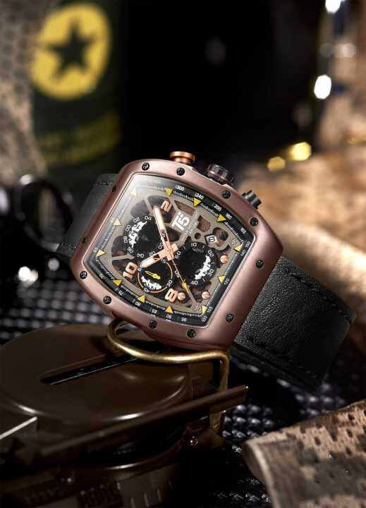 Jam Tangan T H G Fashion Pria Original Tali Kulit Fitur Date