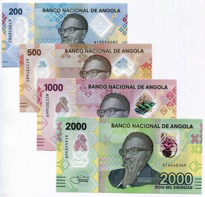 Angola Set 4 PCS 200 500 1000 2000 Kwanzas 2020 Polymer Banknotes New