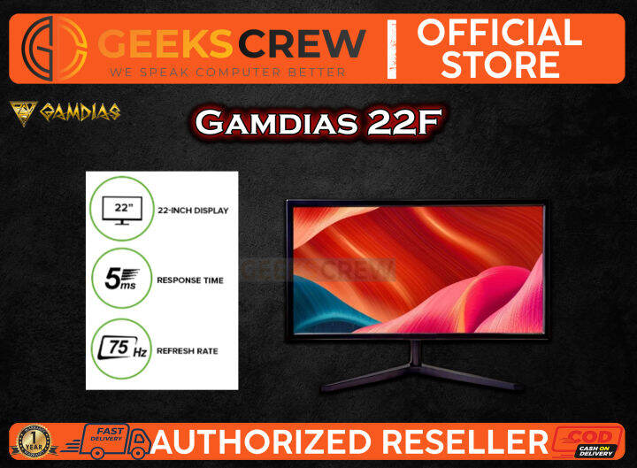 Gamdias Atlas VH22F FLAT TN 75HZ 5MS 1920 1080 HDMI VGA Gaming Monitor