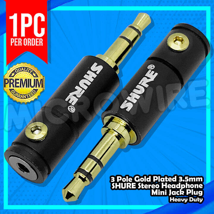 3 Pole Gold Plated 3 5mm SHURE Stereo Headphone Mini Jack Plug Lazada PH