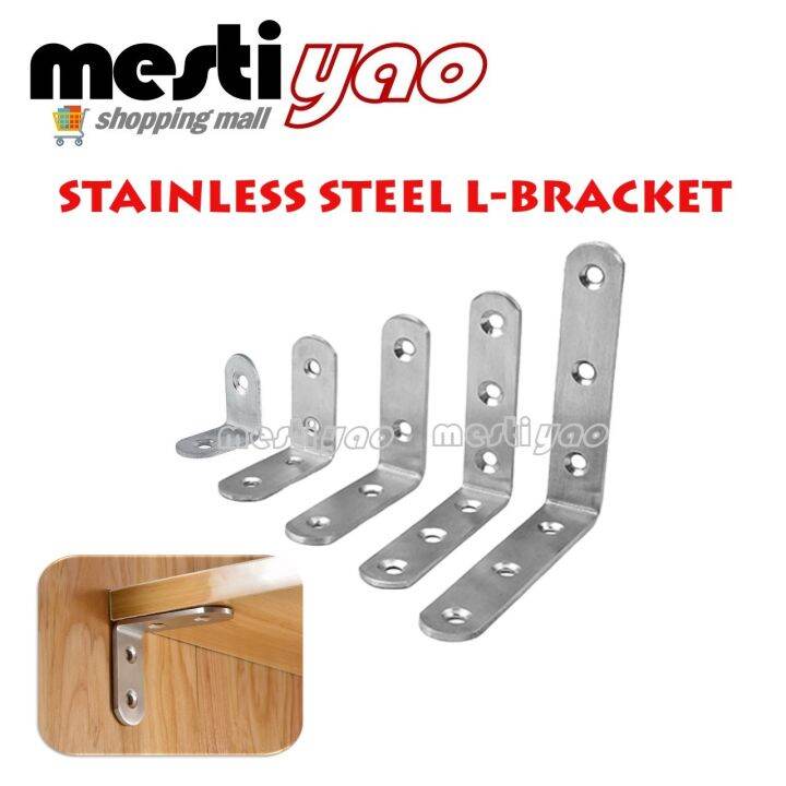 Stainless Steel L Shaped Brackets Shelf Corner Angle Bracket Lazada