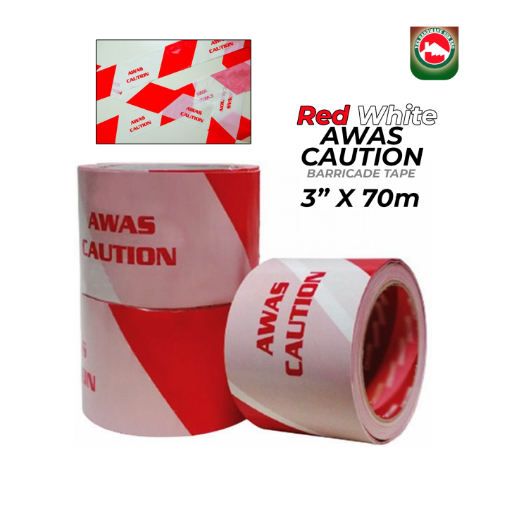 Red White Awas Caution Barricade Hazard Tape Plastic Roll 3 Lazada