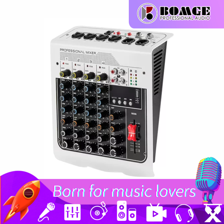 BOMGE Audio Mixer 6 Channel DJ Mixer Sound Board Console With USB MP3