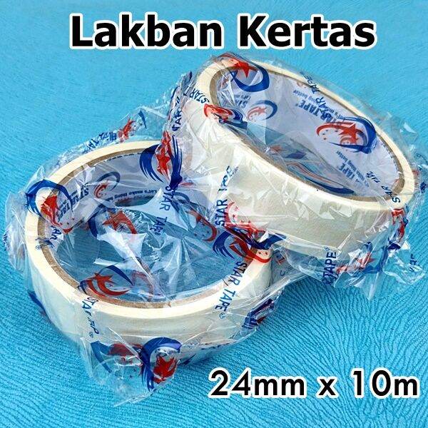 Lakban Kertas 24mm X 10y Masking Tape Isolasi Kertas 1 Inch 10 Yard