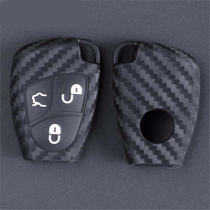 Carbon Fiber Silicone Car Key Case For Mercedes Benz B C E Ml S Clk Cl