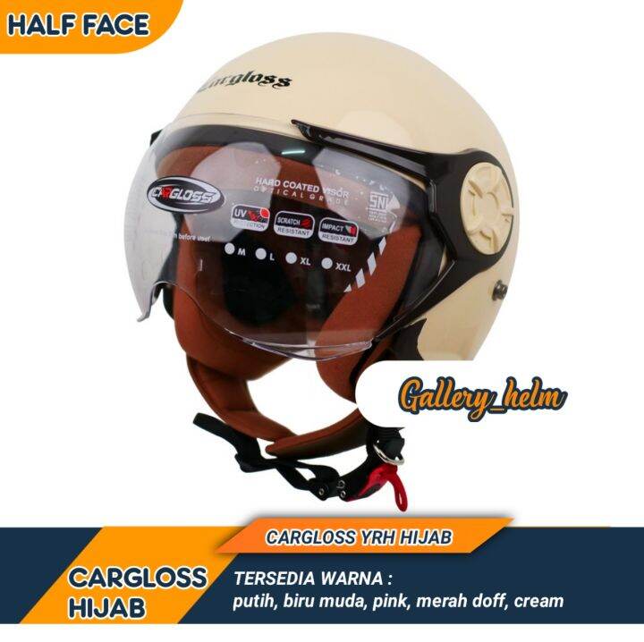 Helm Cargloss YRH Hijab Cream Helm Retro Half Face CARGLOSS ORIGINAL