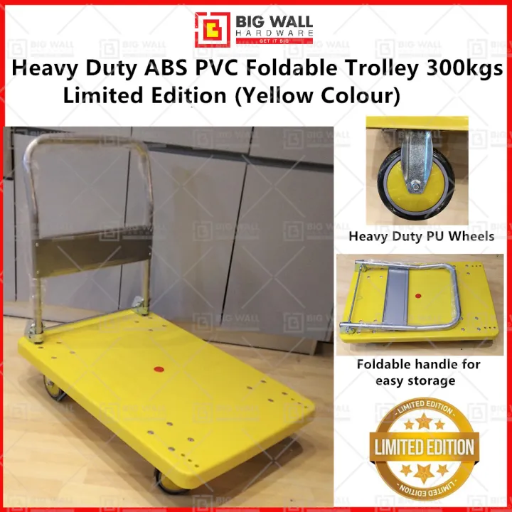 Big Wall Heavy Duty ABS PVC Foldable Trolley 300kgs Special Yellow