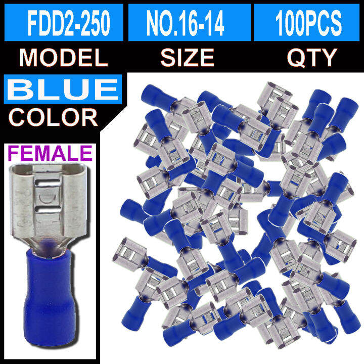 Pcs Sde Female Spade Terminal Lugs Insulated Fdd Wires No