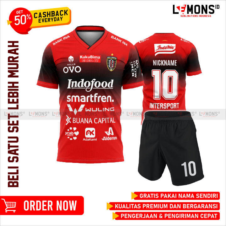 JERSEY BOLA BALI UNITED TERBARU GRATIS PAKAI NAMA DAN NOMOR Lazada