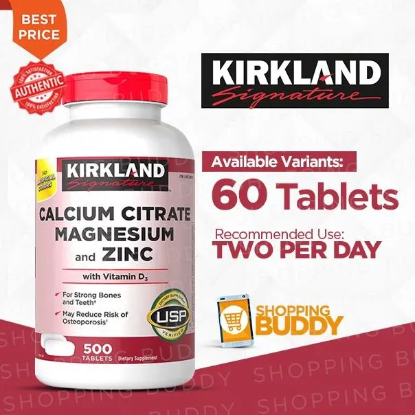 60 Tablets Kirkland Signature Calcium Citrate Magnesium And Zinc