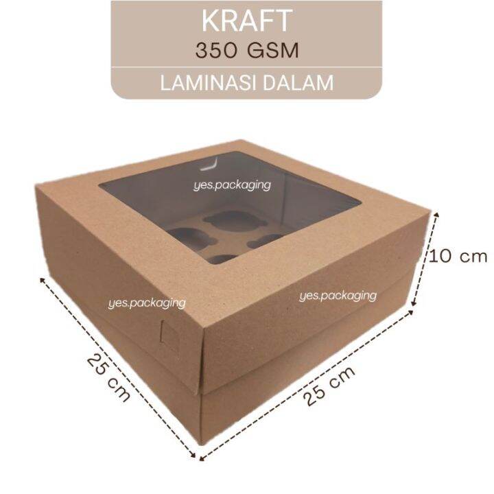 25x25x10cm KRAFT LAMINASI JENDELA Box Dus Kotak Kemasan Pudding