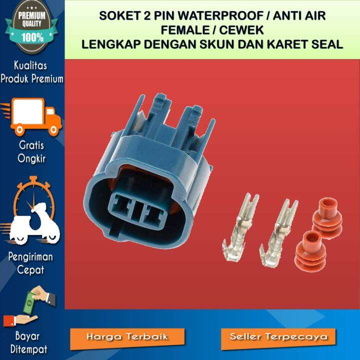 SOKET SOCKET KONEKTOR CONNECTOR WATERPROOF ANTI AIR 2 PIN FEMALE