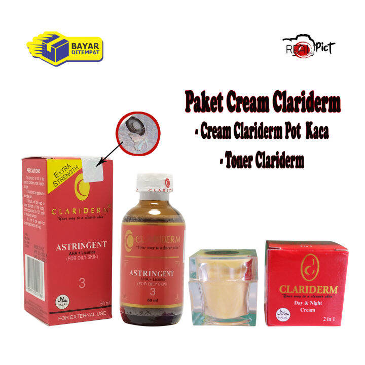 PAKET CLARIDERM 2 IN 1 Toner Clariderm Astringent No 3 Plus Cream