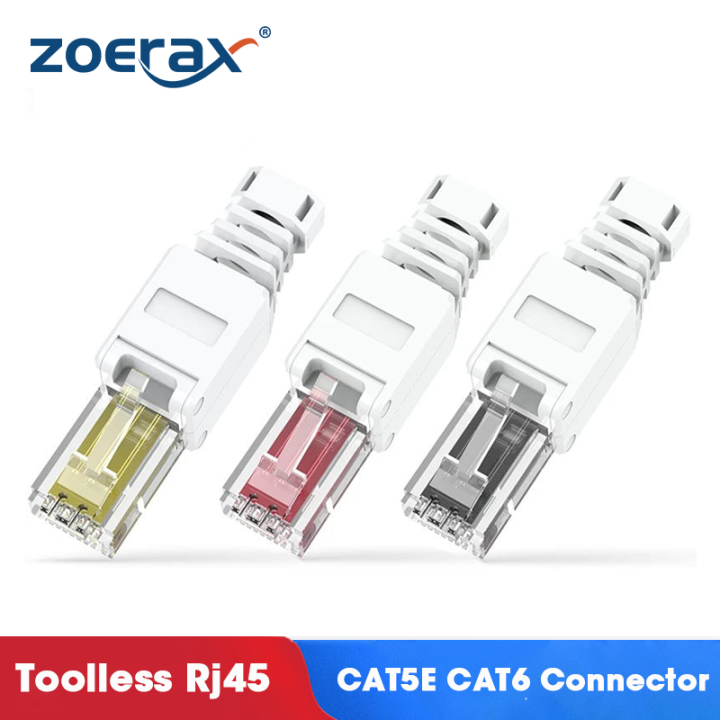 ZoeRax CAT6 CAT5E CAT6A Tool Free RJ45 Connector No Crimp Tool Less