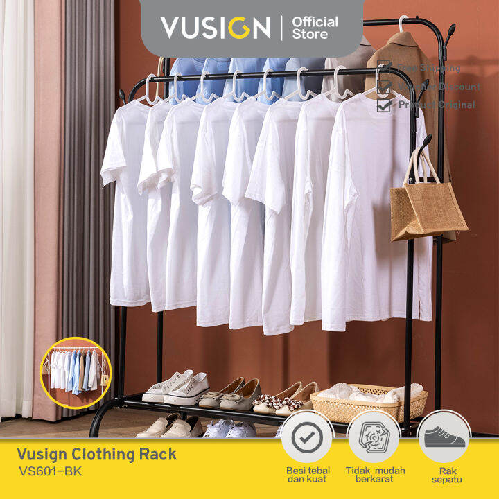 Vusign Clothing Rack Gantungan Baju Besi Rak Baju Stand Hanger