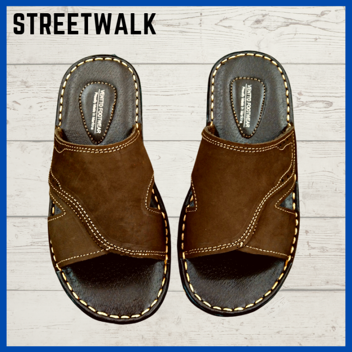 Streetwalk Footwear Marikina Made Sandals For Men Nubuck Brown Leather