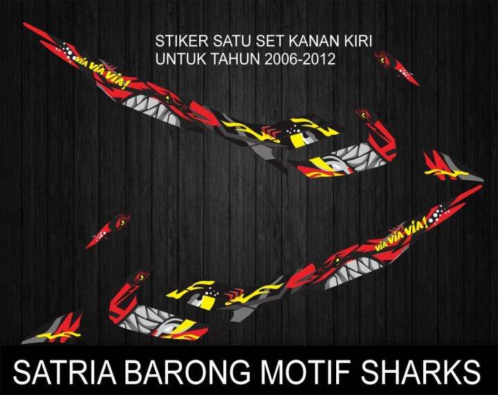 STIKER STRIPING DECAL SATRIA FU BARONG TAHUN 2006 2012 MOTIF SHARKS