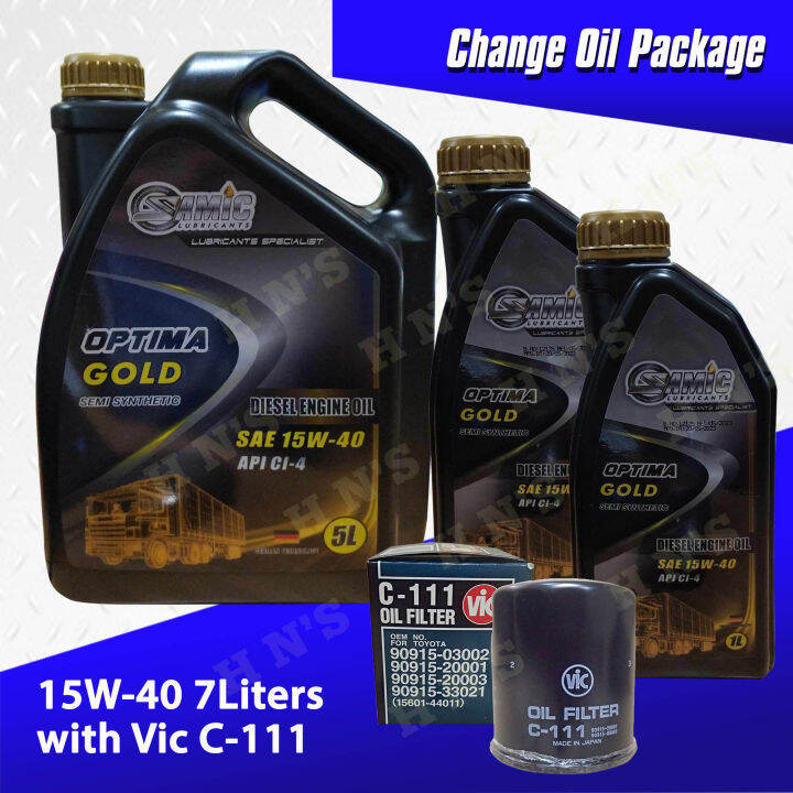 SAMIC Optima Gold Fully Synthetic 15W 40 Oil Change Bundle For Toyota