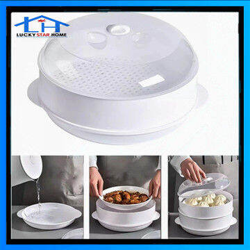 Single Layer Microwave Oven Steamer Plastic Round Steamer Microwave