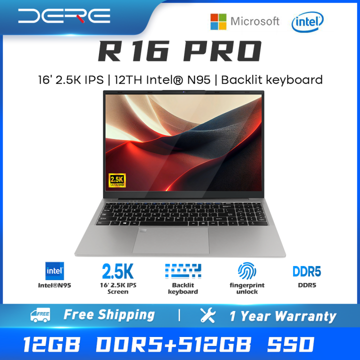 2023 New DERE R16 Pro Laptop Brand New Original 16 Inch 2 5K IPS Screen