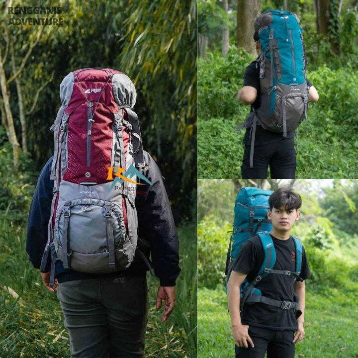 TAS CARRIER AREI ATMOS 80 L BONUS COVERBAG RANSEL KERIR GUNUNG REI