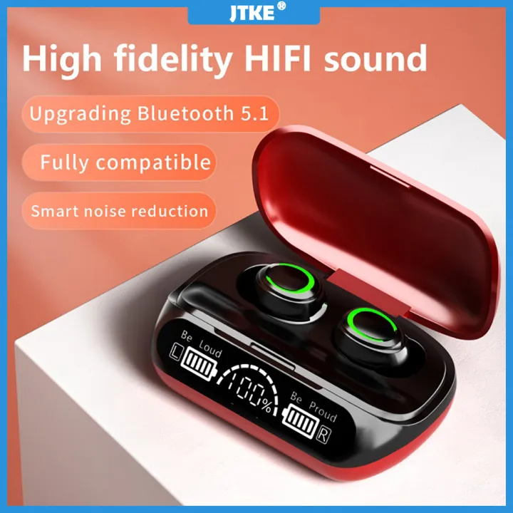 JTKE TWS Bluetooth 5 1 Earphones Stereo Wireless Touch Control