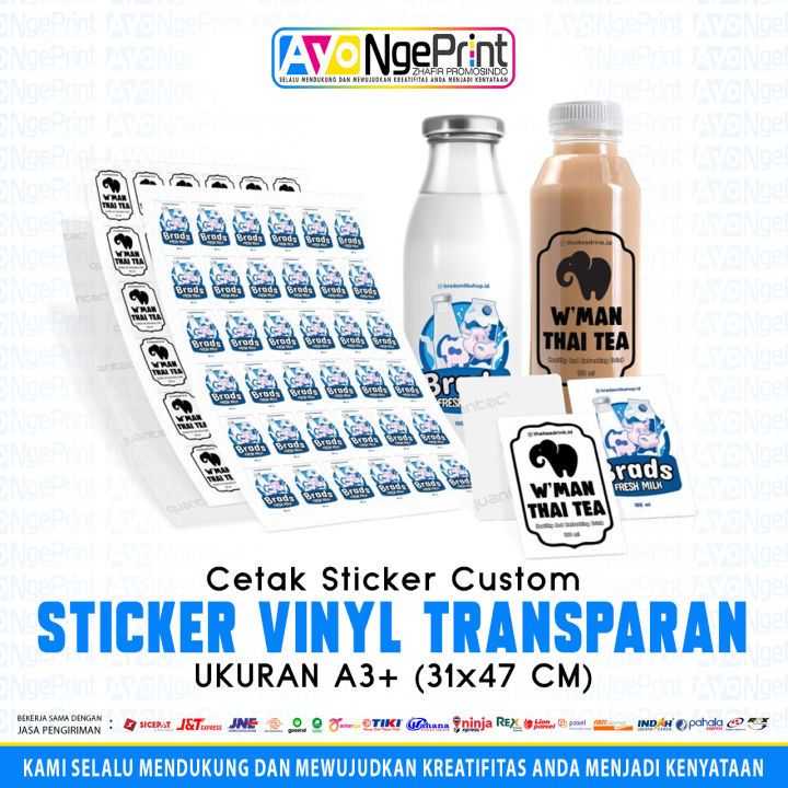 Cetak Stiker Vinyl Transparant Bening Ukuran A Murah Tahan Air